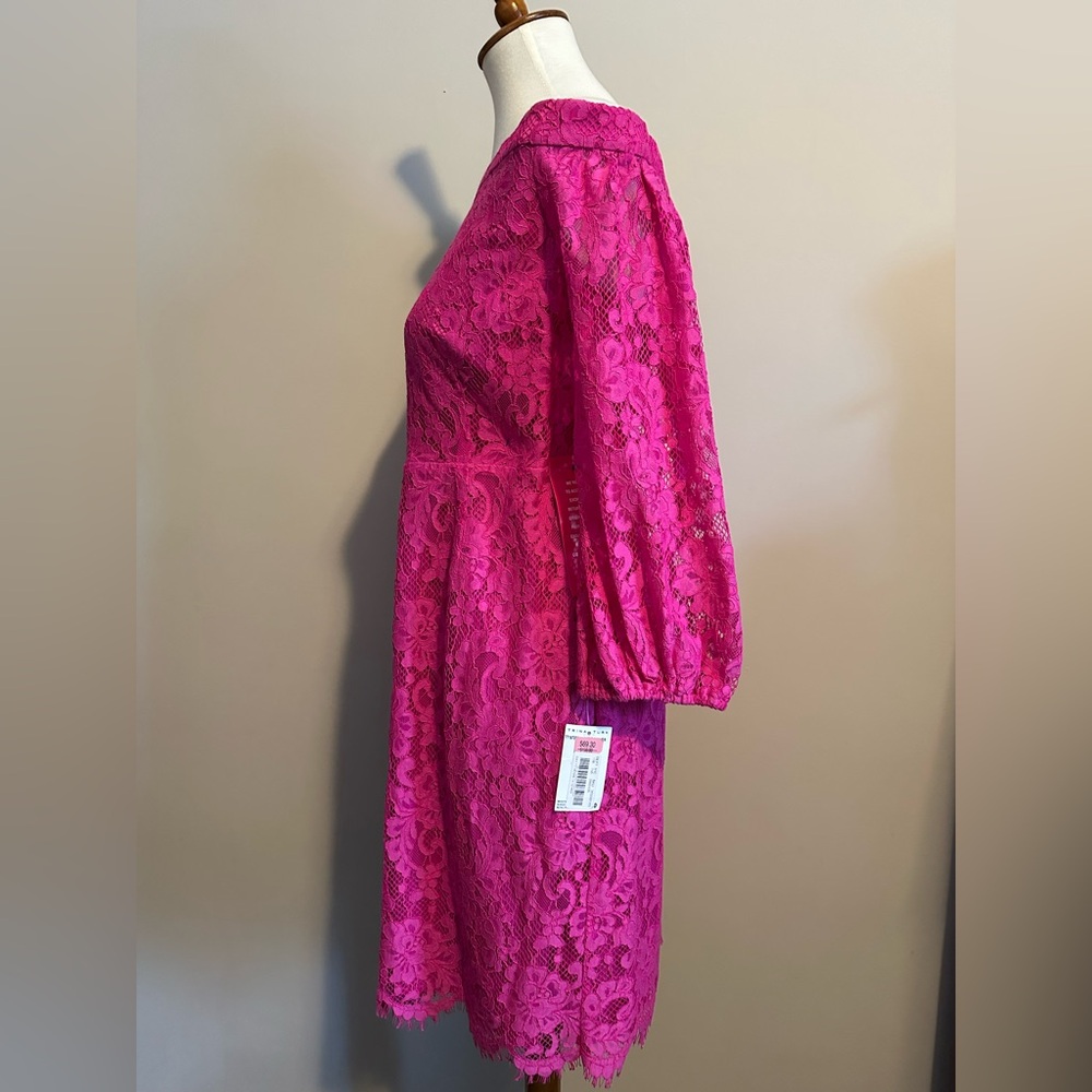 Trina Turk Fuchsia Hot Pink Lace Off the Shoulder Dress - Picture 10 of 16